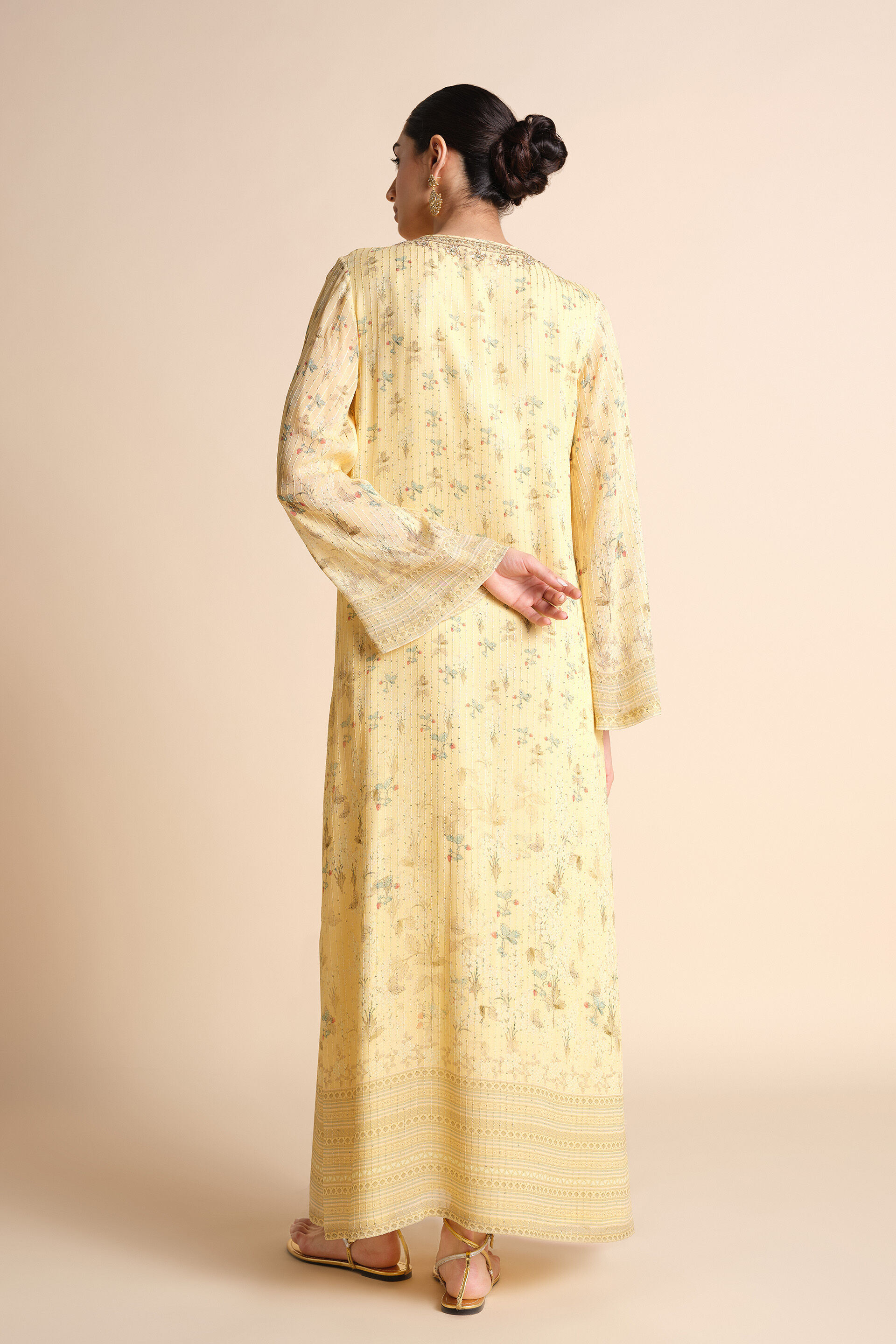 Hana Printed Kaftan - Yellow
